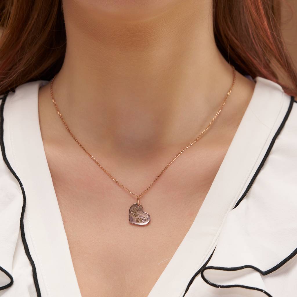 Trending Handprint Heart Necklace : KNPR0078