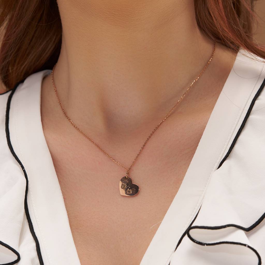 Trending Handprint Heart Necklace : KNPR0078