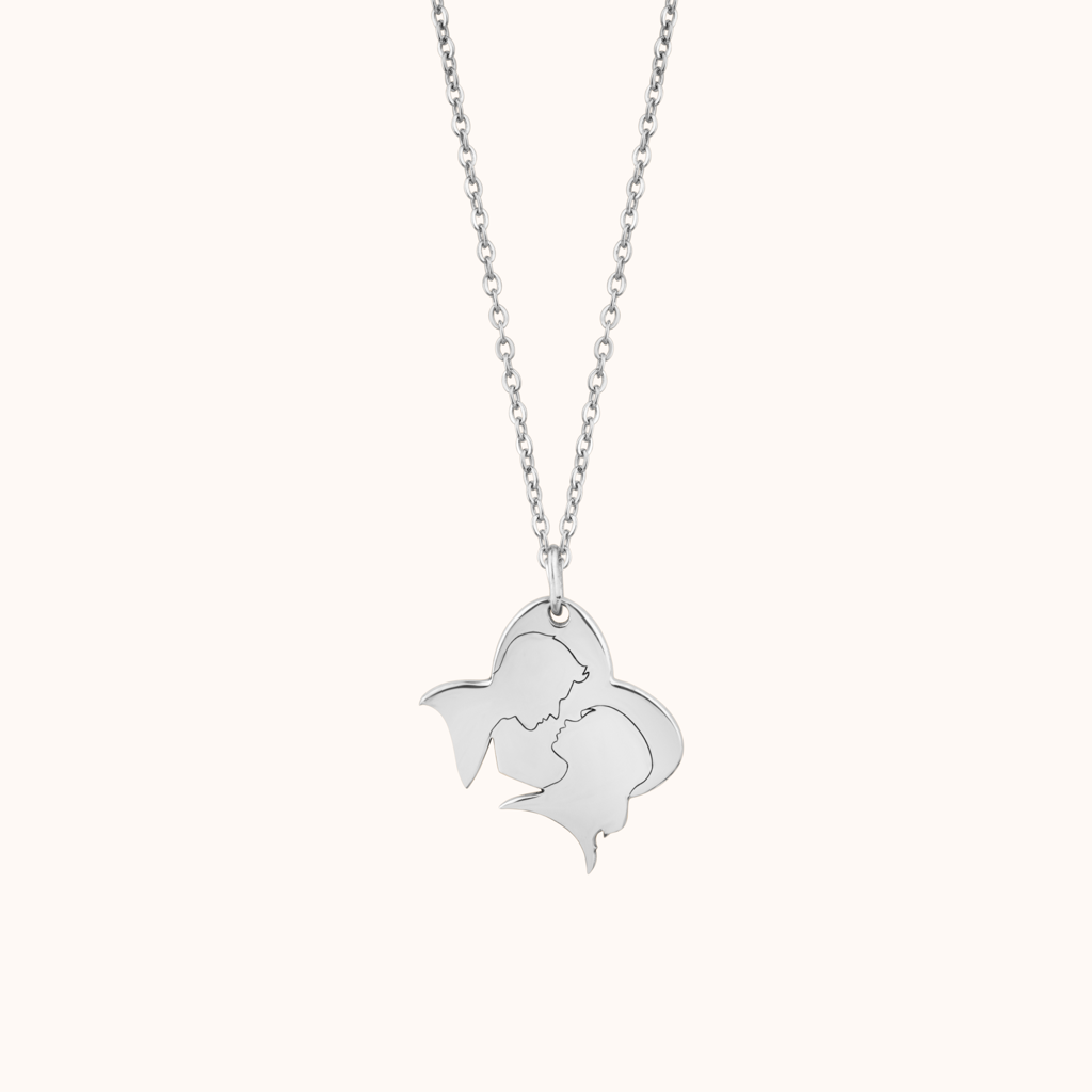 Heart Couple Kiss Necklace : KNPR0081-RG