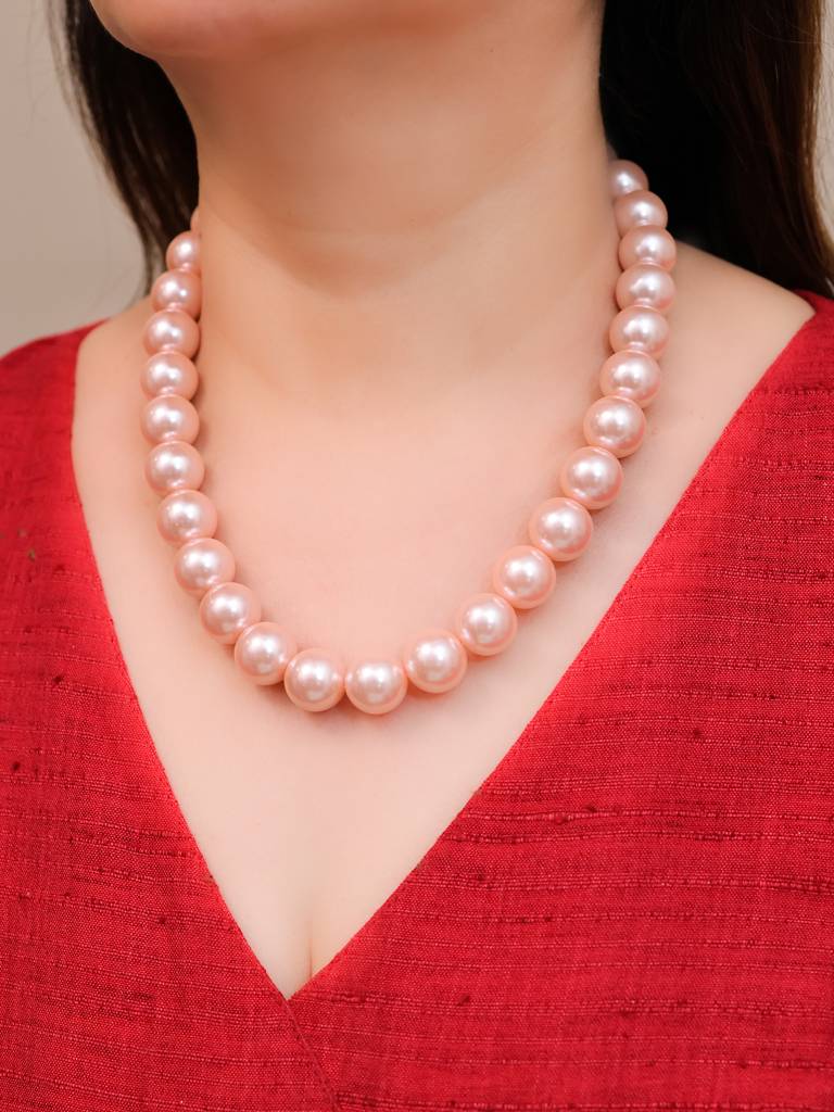 Bhavya Pink Pearl Necklace : KNS297