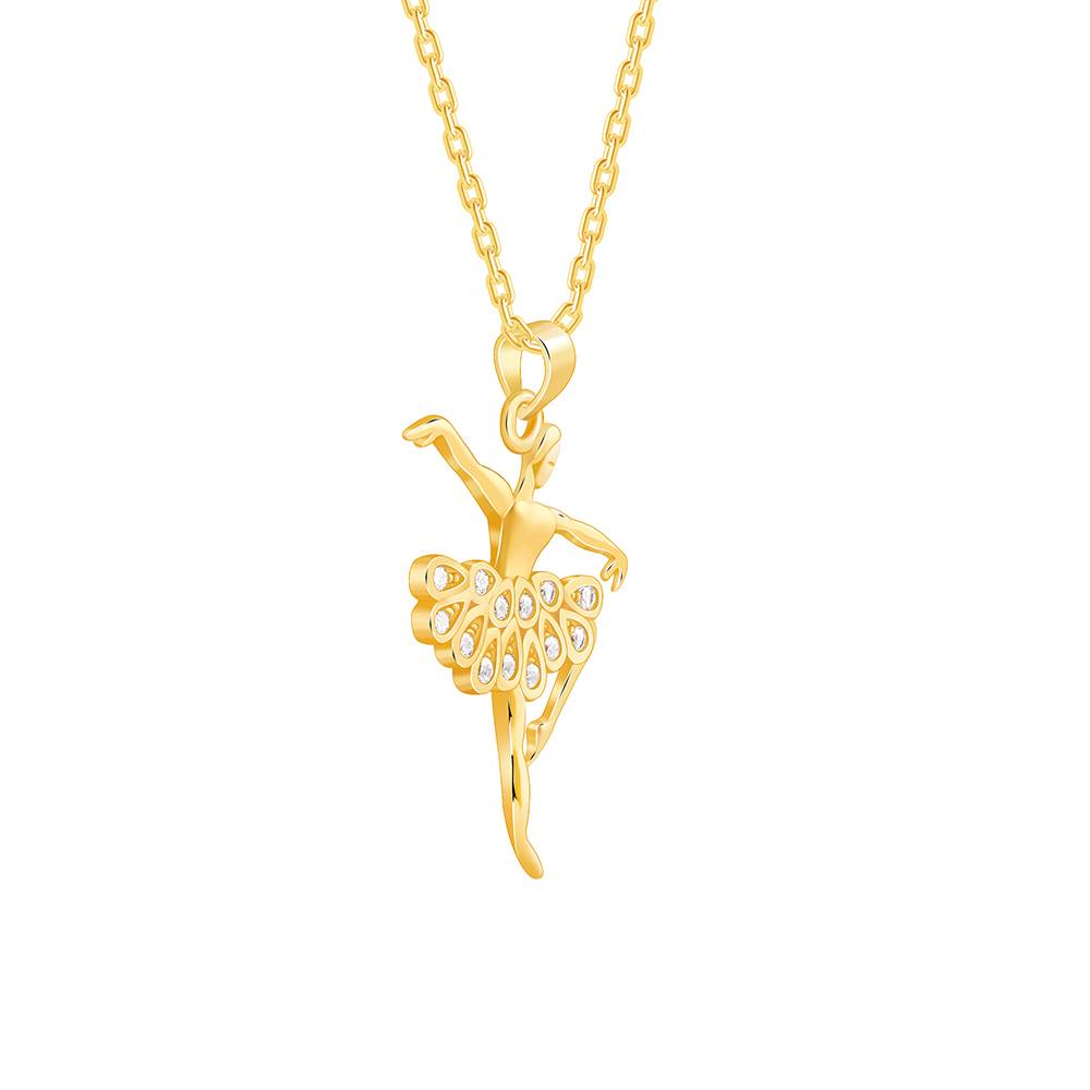 925 Silver Golden Ballerina Kids Pendant With Link Chain| Necklace To Gift Kids : KPD010