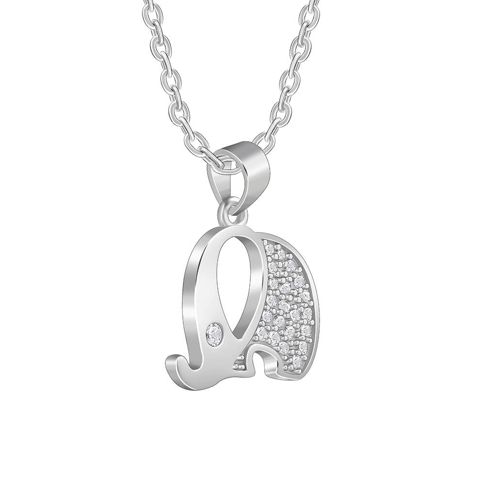 925 Silver Sparkling Elephant Kids Pendant With Link Chain : KPD019