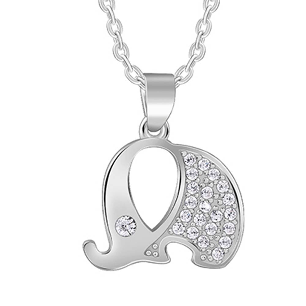 925 Silver Sparkling Elephant Kids Pendant With Link Chain : KPD019