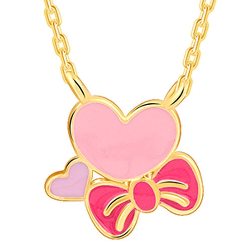 Golden Hearty Bow Kids Necklace : KPD05