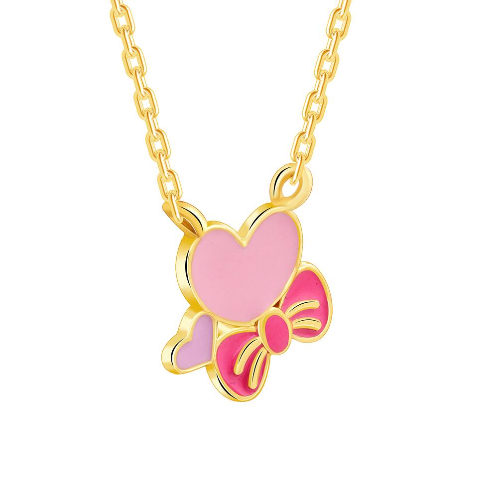 Golden Hearty Bow Kids Necklace : KPD05