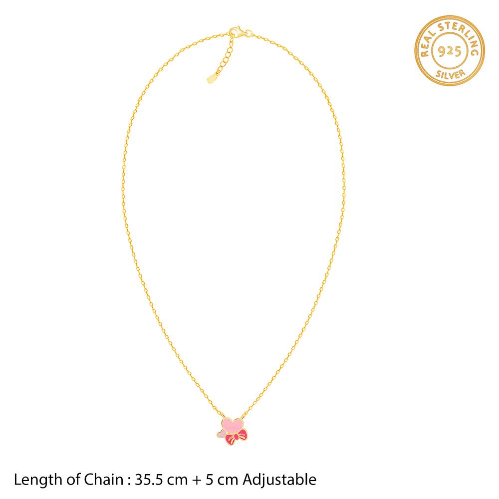 Golden Hearty Bow Kids Necklace : KPD05