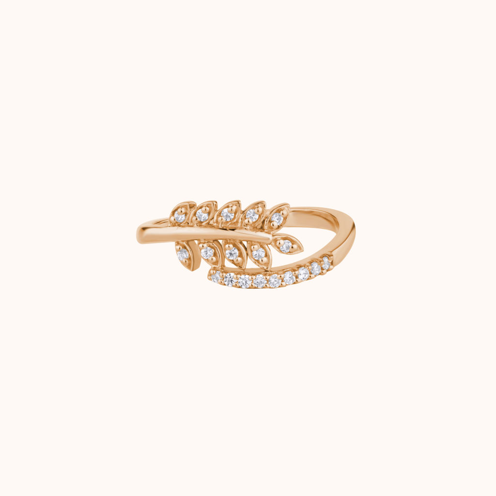 Leaf-Inspired Diamond Ring : KRD0005-Rosegold-5