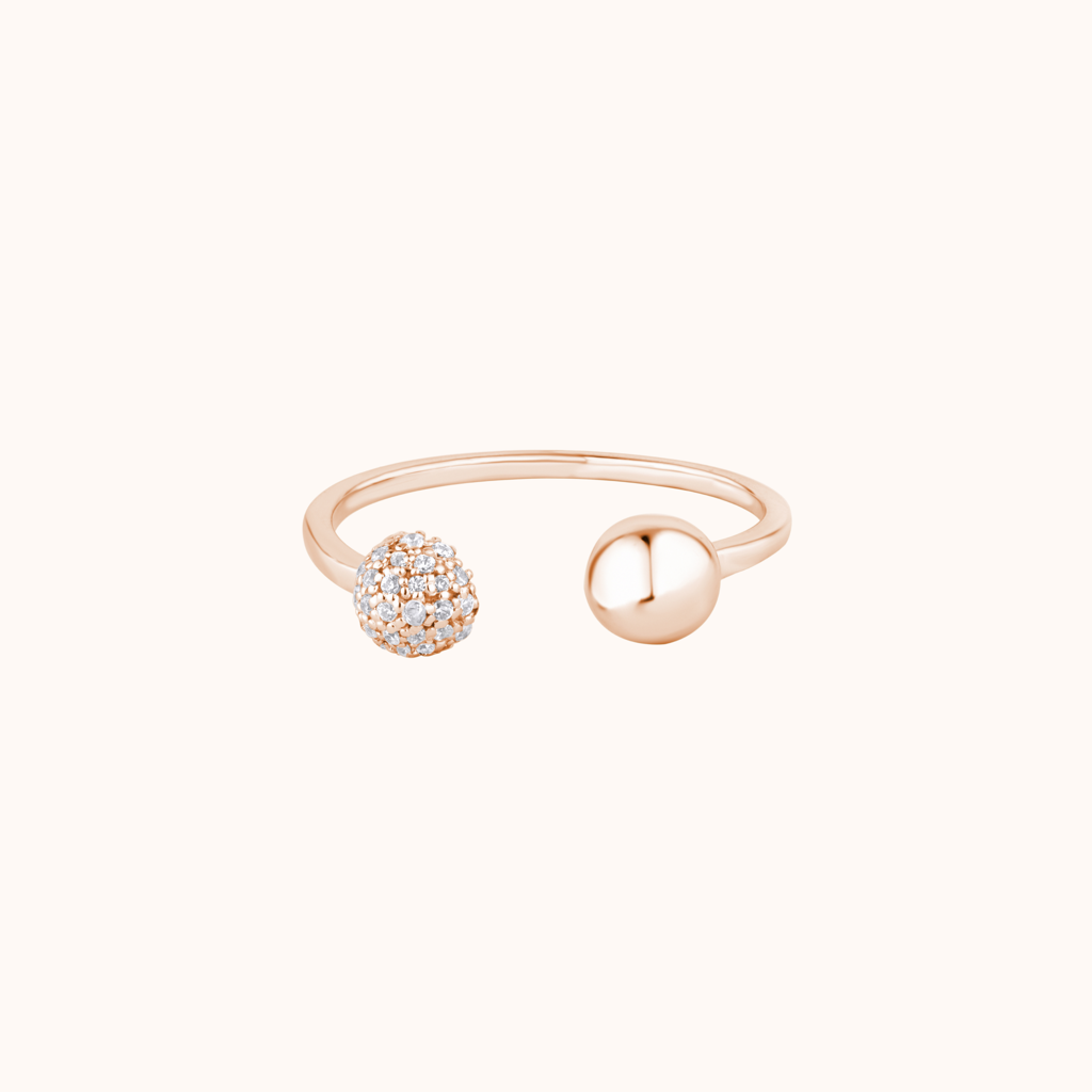 Fancy Diamond Ball Open Ring : KRD0011-Rosegold-5