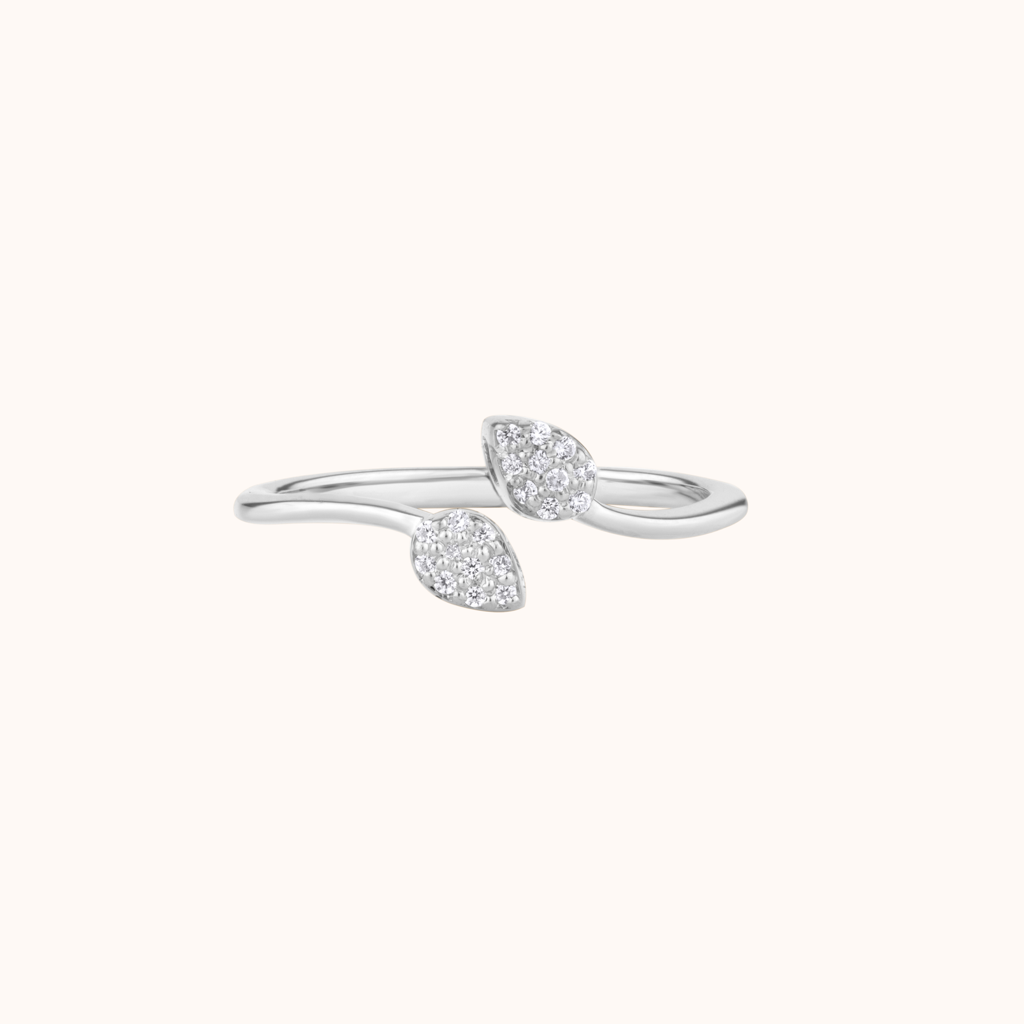 Pear Shape Silver Open Ring : KRD0021-Silver-5