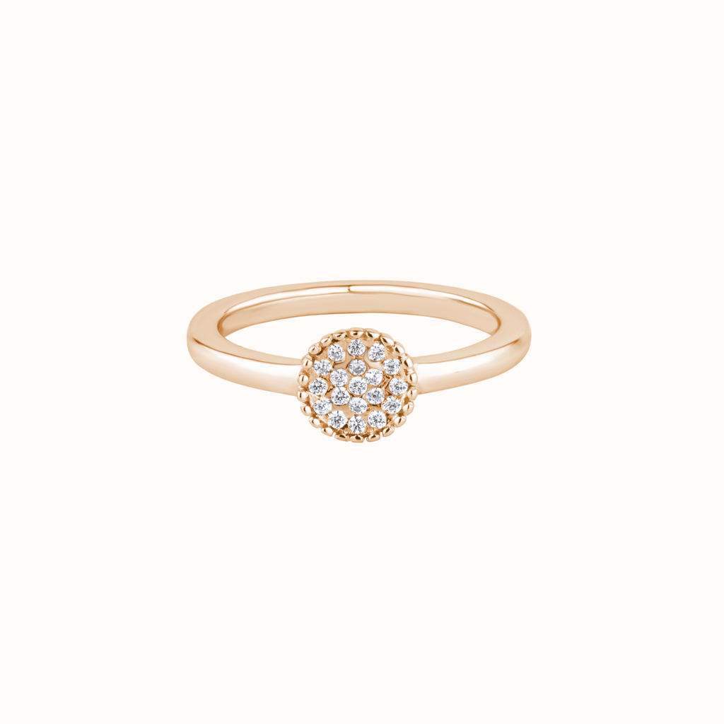 Round Style Pave Diamond Ring : KRO0002-Rosegold-5