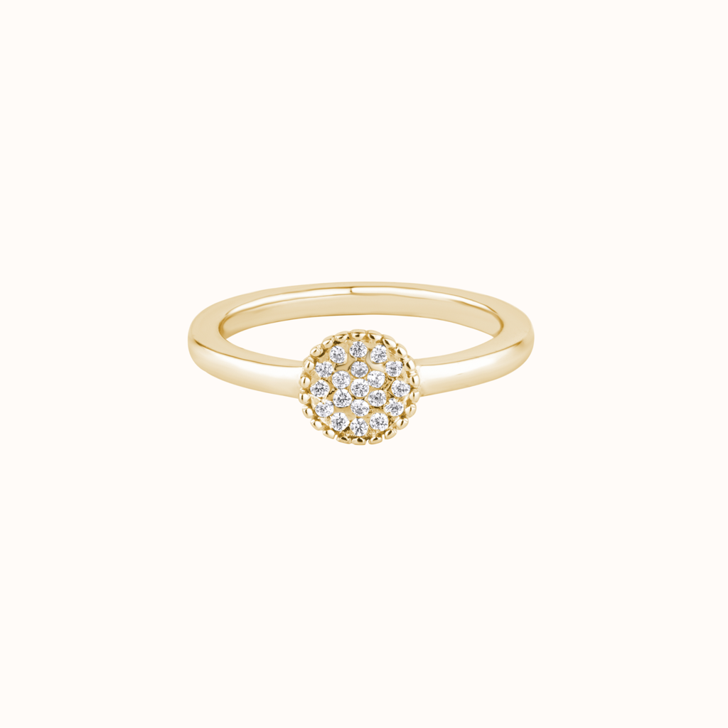 Round Style Pave Diamond Ring : KRO0002-Yellow-5