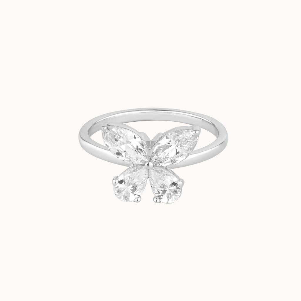 Butterfly-Inspired Diamond Ring : KRO0003-Silver-5