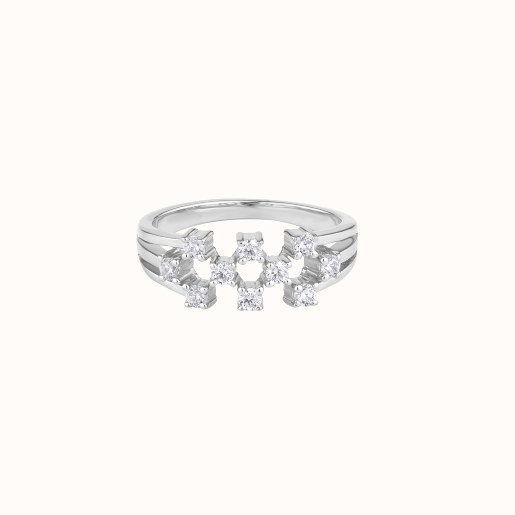 Luxurious Diamond-Set Ring : KRO0004-Silver-5