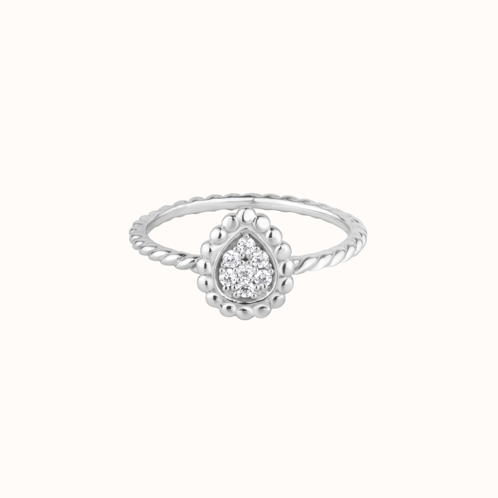 Sophisticated Pear-Shaped Diamond Ring : KRO0007-Silver-5