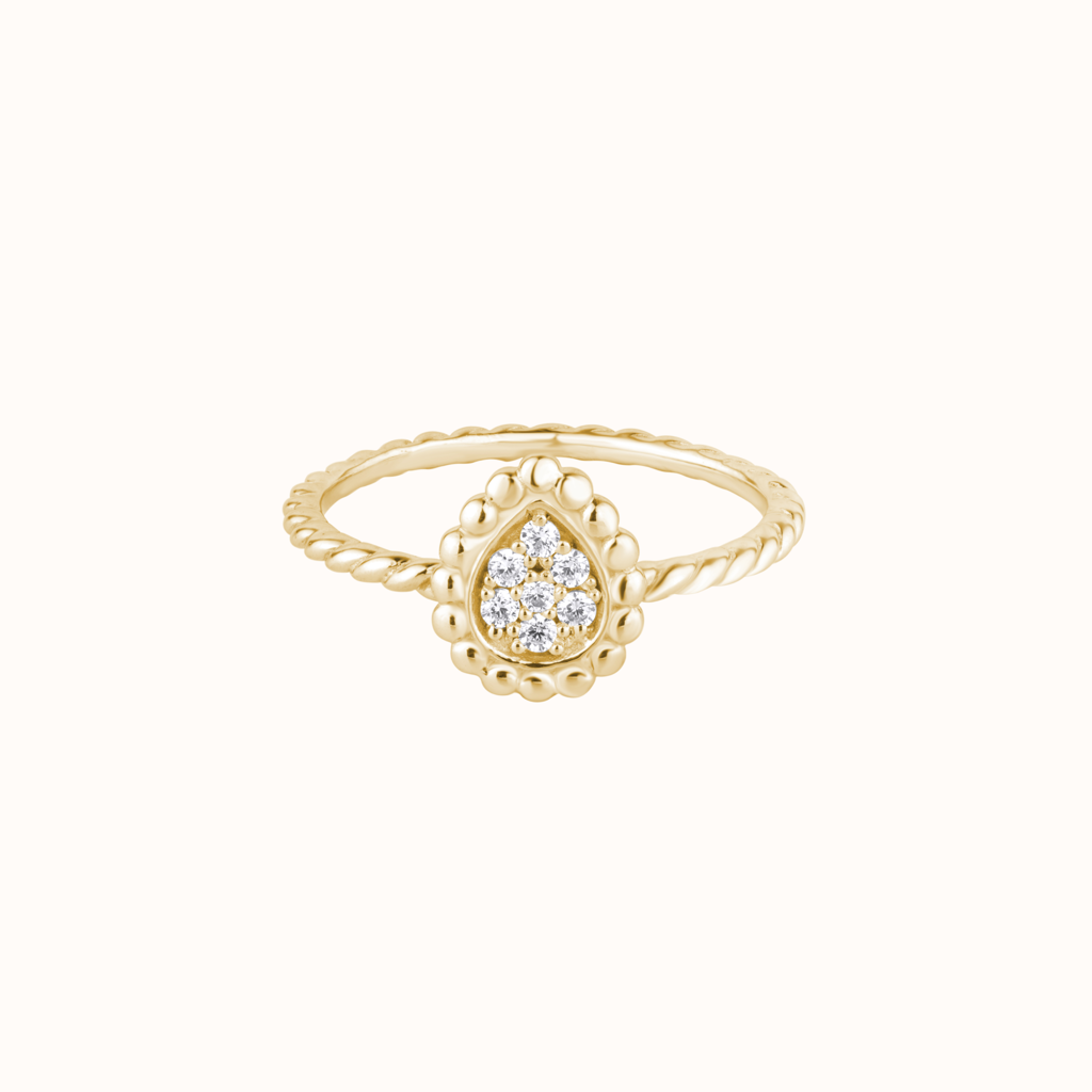 Sophisticated Pear-Shaped Diamond Ring : KRO0007-Yellow-5