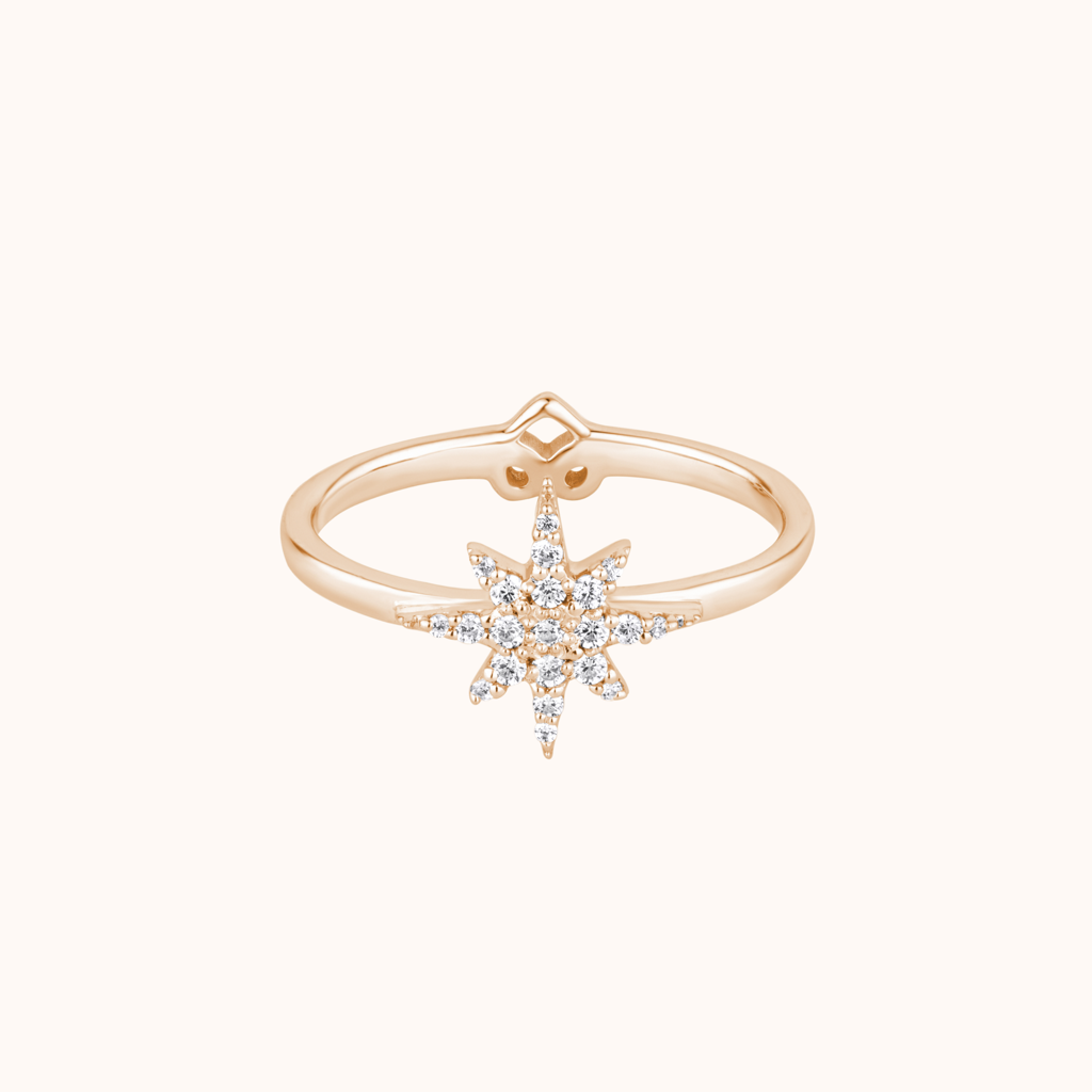 Sparkling Star Design Diamond Ring : KRO0015-Rosegold-5