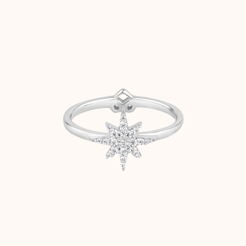 Sparkling Star Design Diamond Ring : KRO0015-Silver-5