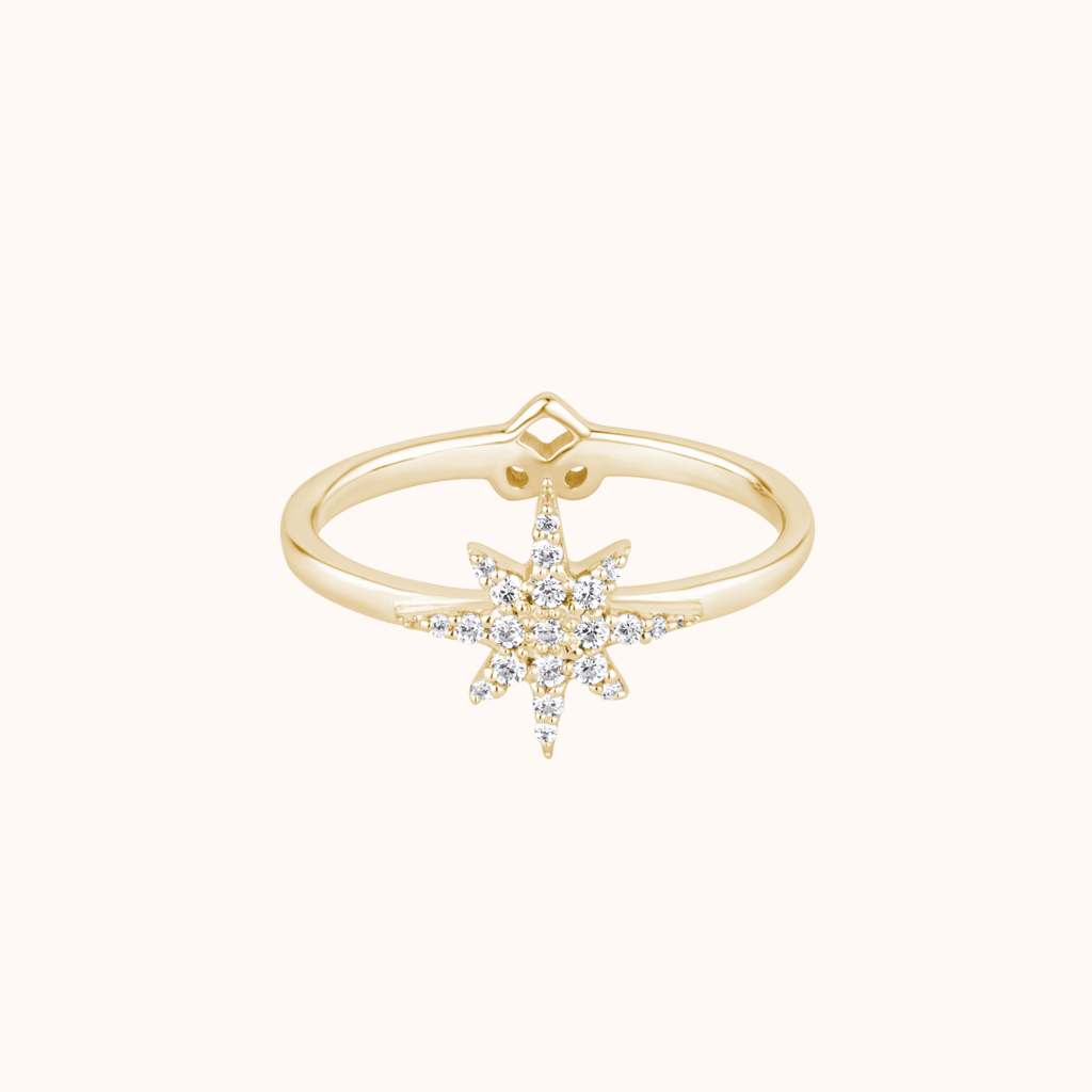 Sparkling Star Design Diamond Ring : KRO0015-Yellow-5