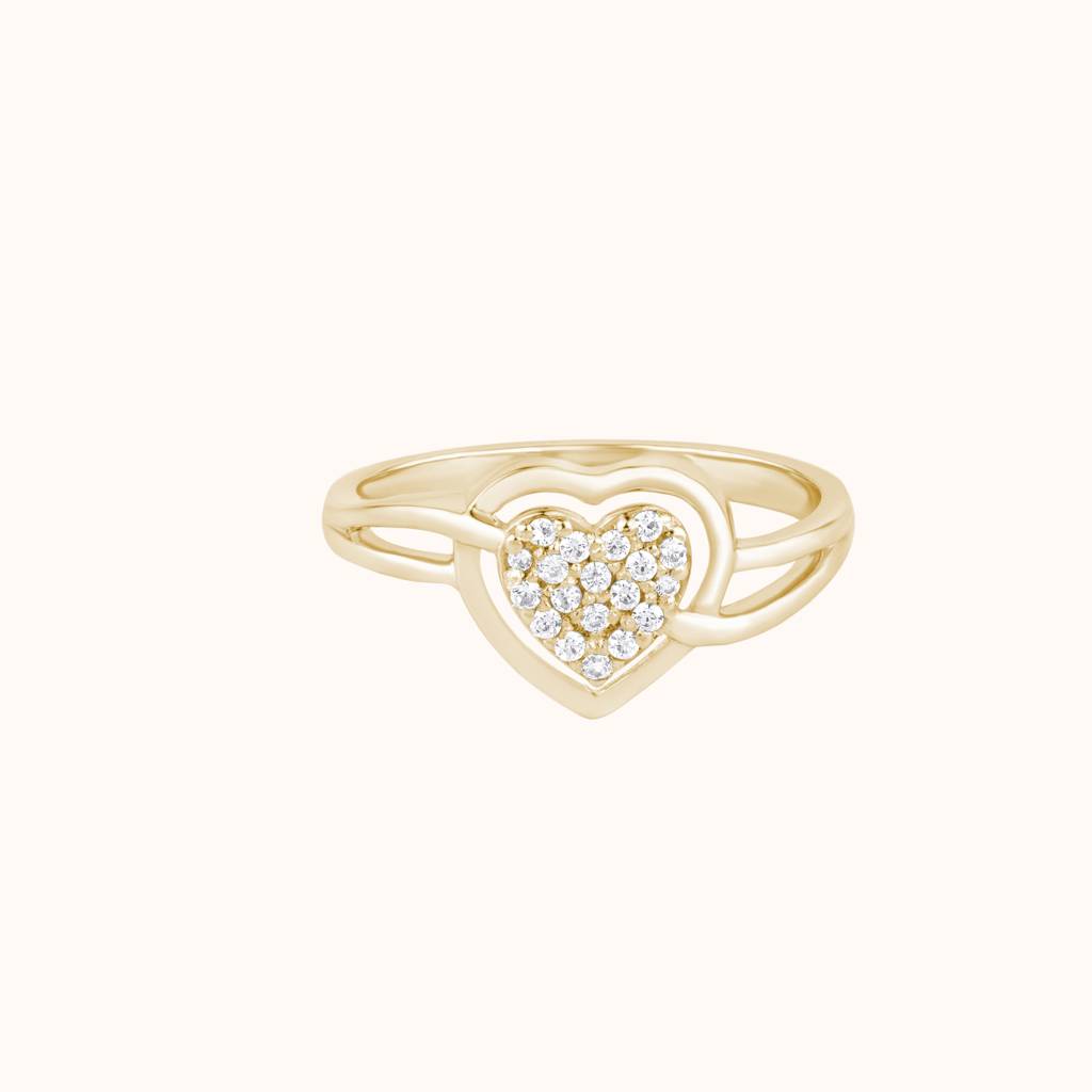 Heart Pave-Set Diamond Ring : KRO0021-Yellow-5