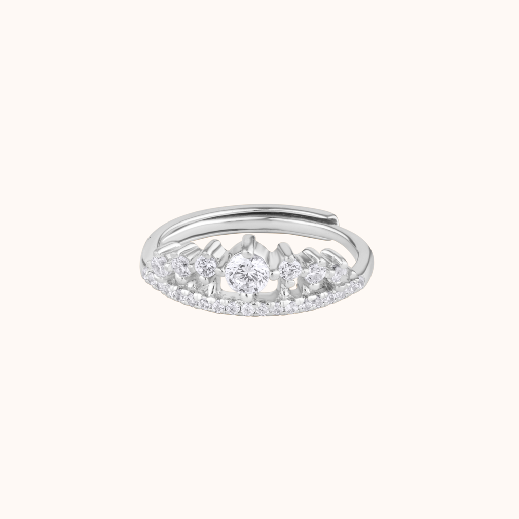 Sparkling Crown Style Ring : KRO0022-Silver-5