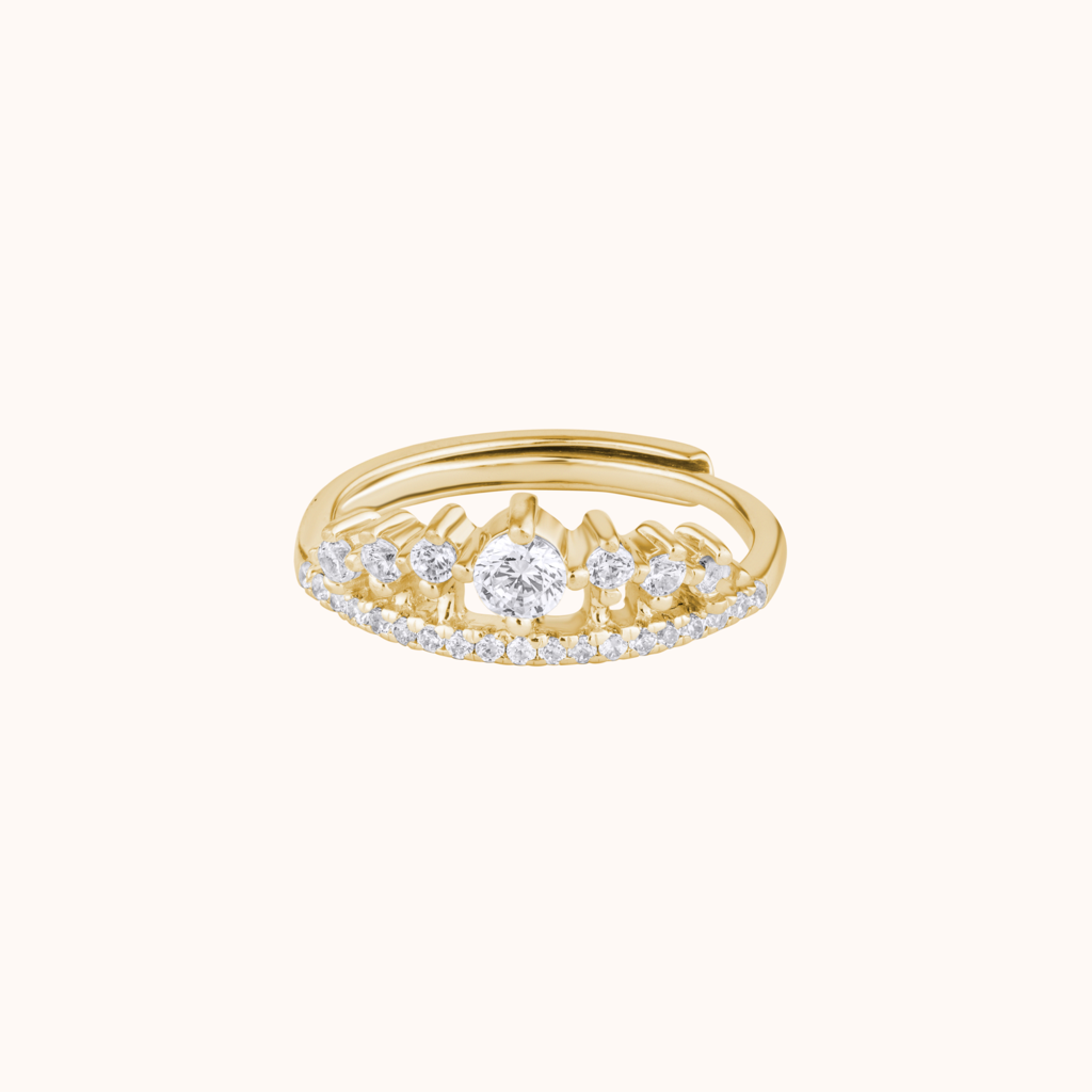 Sparkling Crown Style Ring : KRO0022-Yellow-5