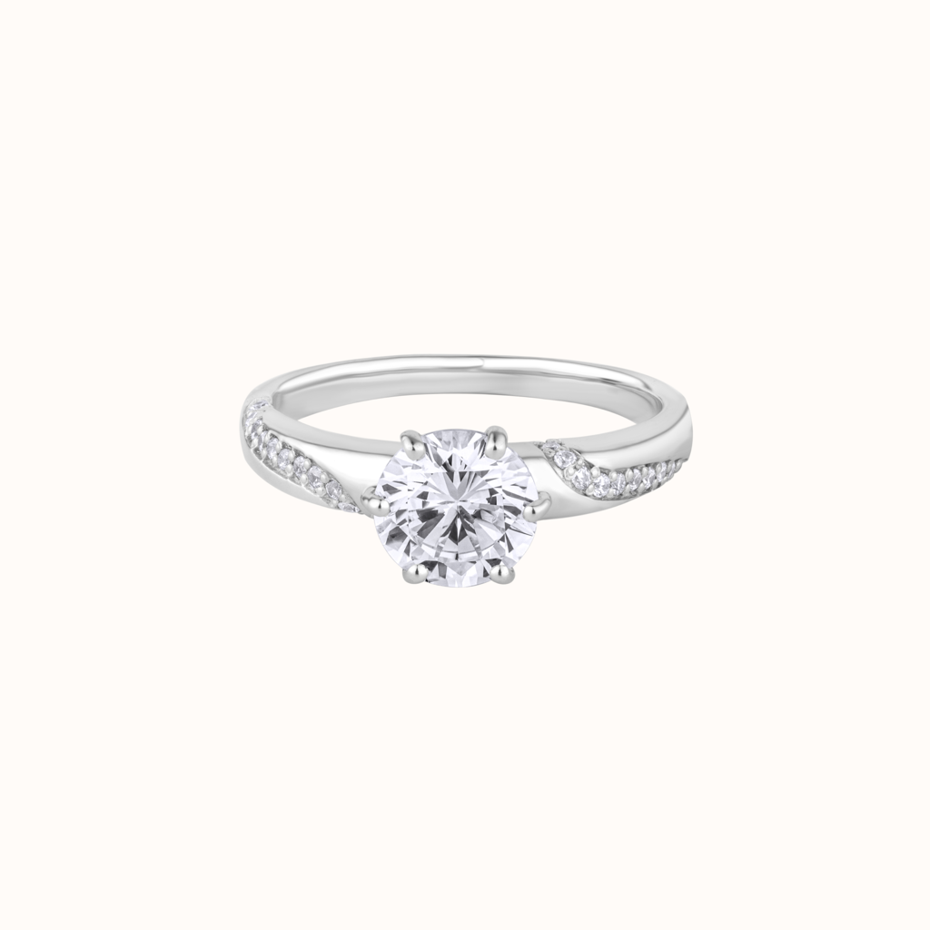 Solitaire Ring With Intricate Band : KRS0003-Silver-5