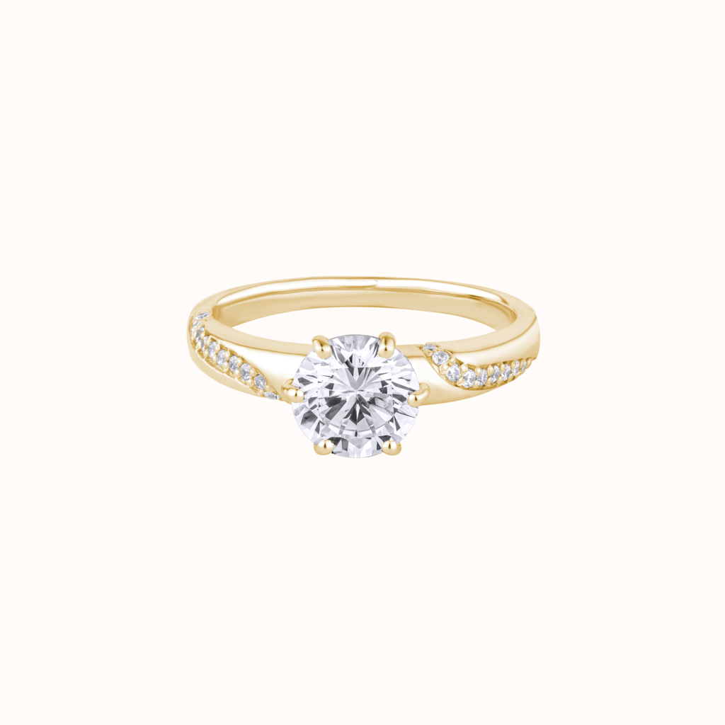 Solitaire Ring With Intricate Band : KRS0003-Yellow-5