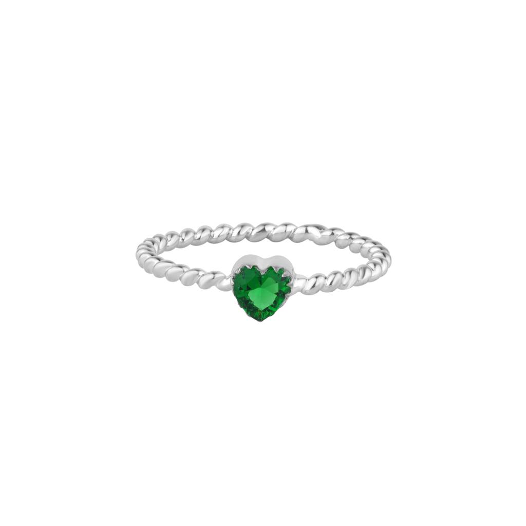 Twisted Silver Heart Ring : KRS0015-Silver-5