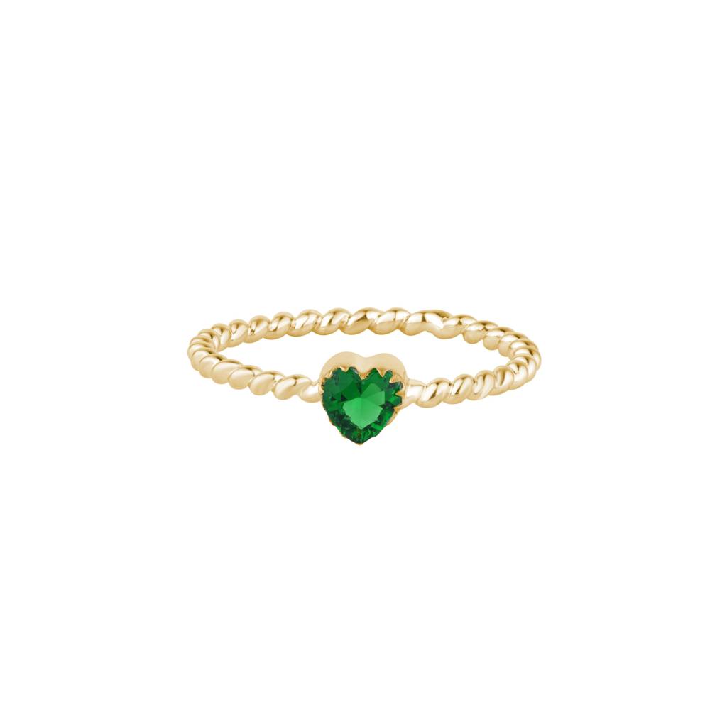 Twisted Silver Heart Ring : KRS0015-Yellow-5