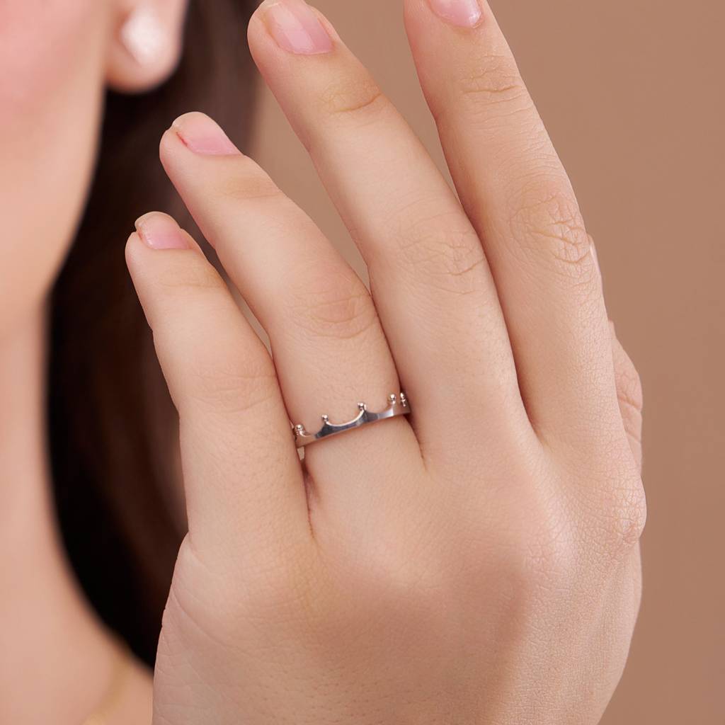 Crown Style Stackable Ring : KRST0005-Silver-5