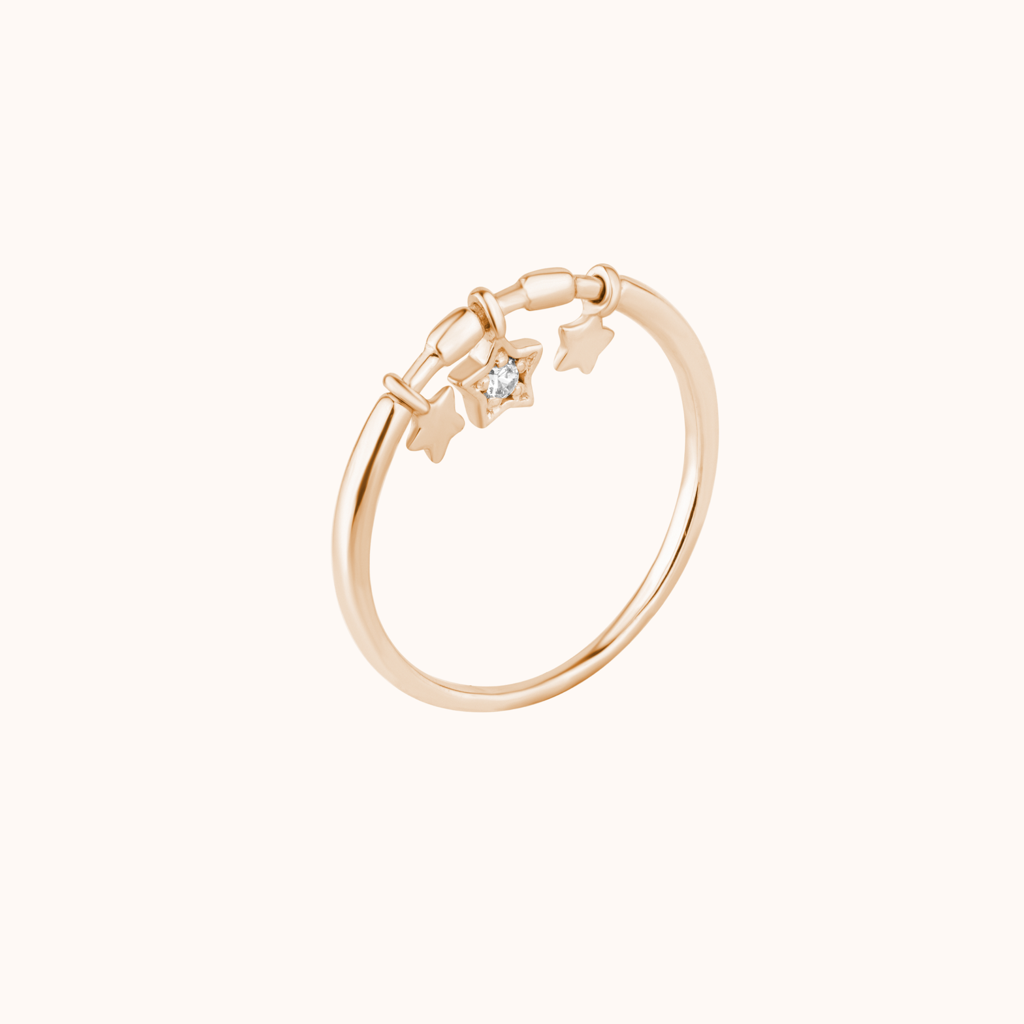 Sterling Silver Stackable Star Ring : KRST0008-Rosegold-5