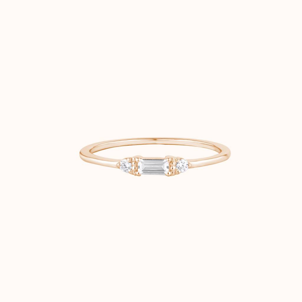 Baguette Diamond Minimalist Ring : KRST0011-Rosegold-5