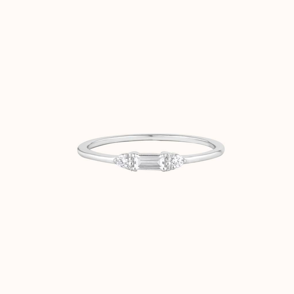 Baguette Diamond Minimalist Ring : KRST0011-Silver-5