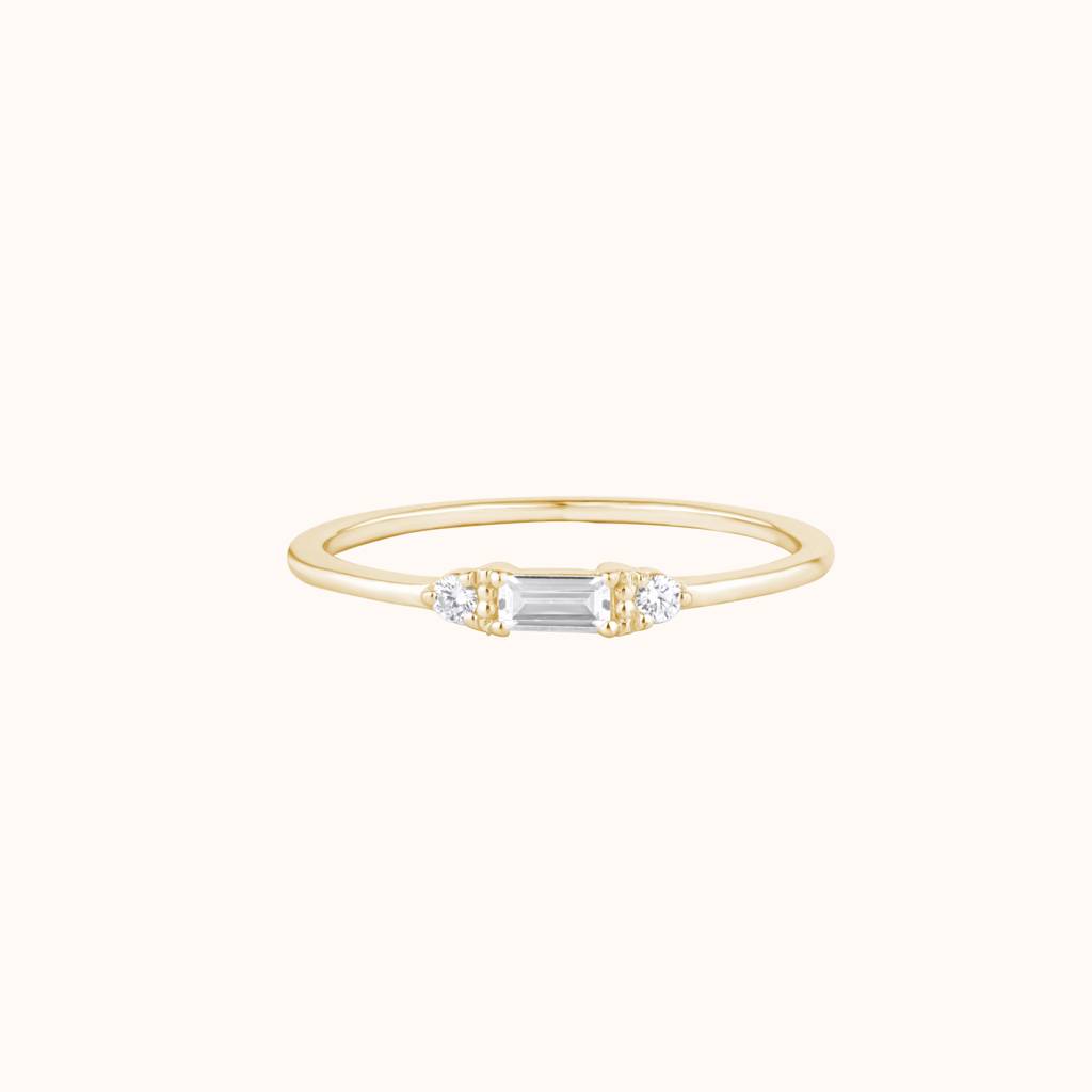 Baguette Diamond Minimalist Ring : KRST0011-Yellow-5