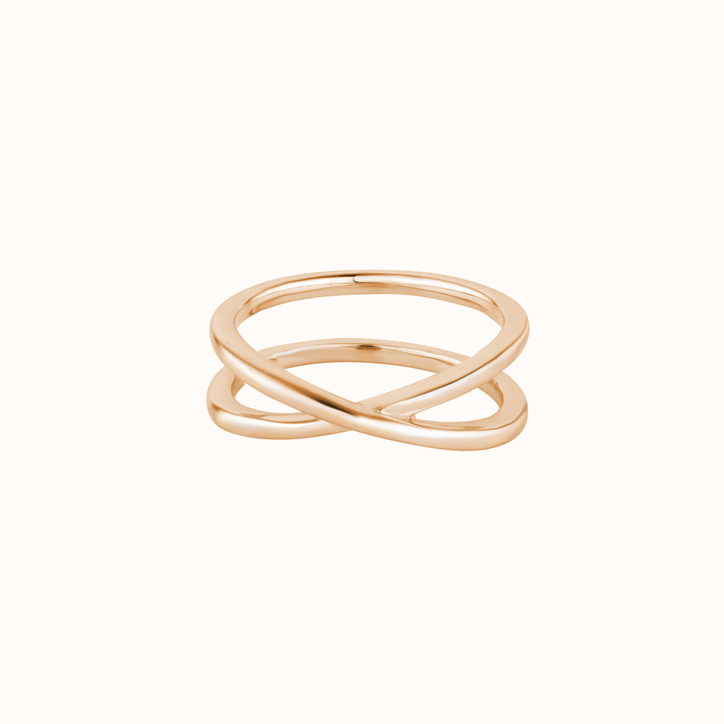 Exquisite X Cross Silver Ring : KRST0027-Rosegold-5