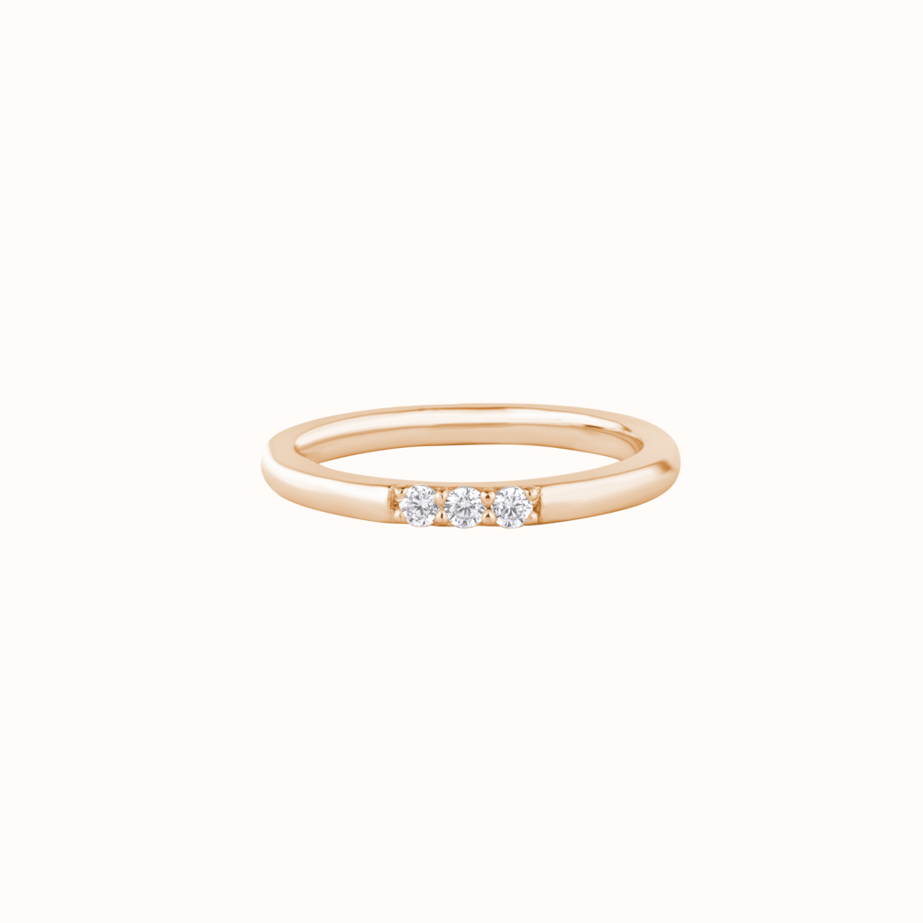 Three Round Diamond Stacking Ring : KRST0030-Rosegold-5