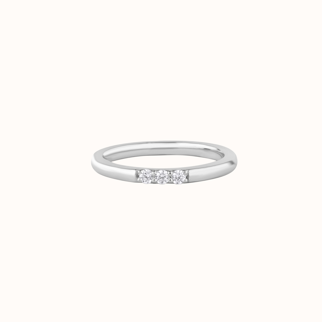 Three Round Diamond Stacking Ring : KRST0030-Silver-5