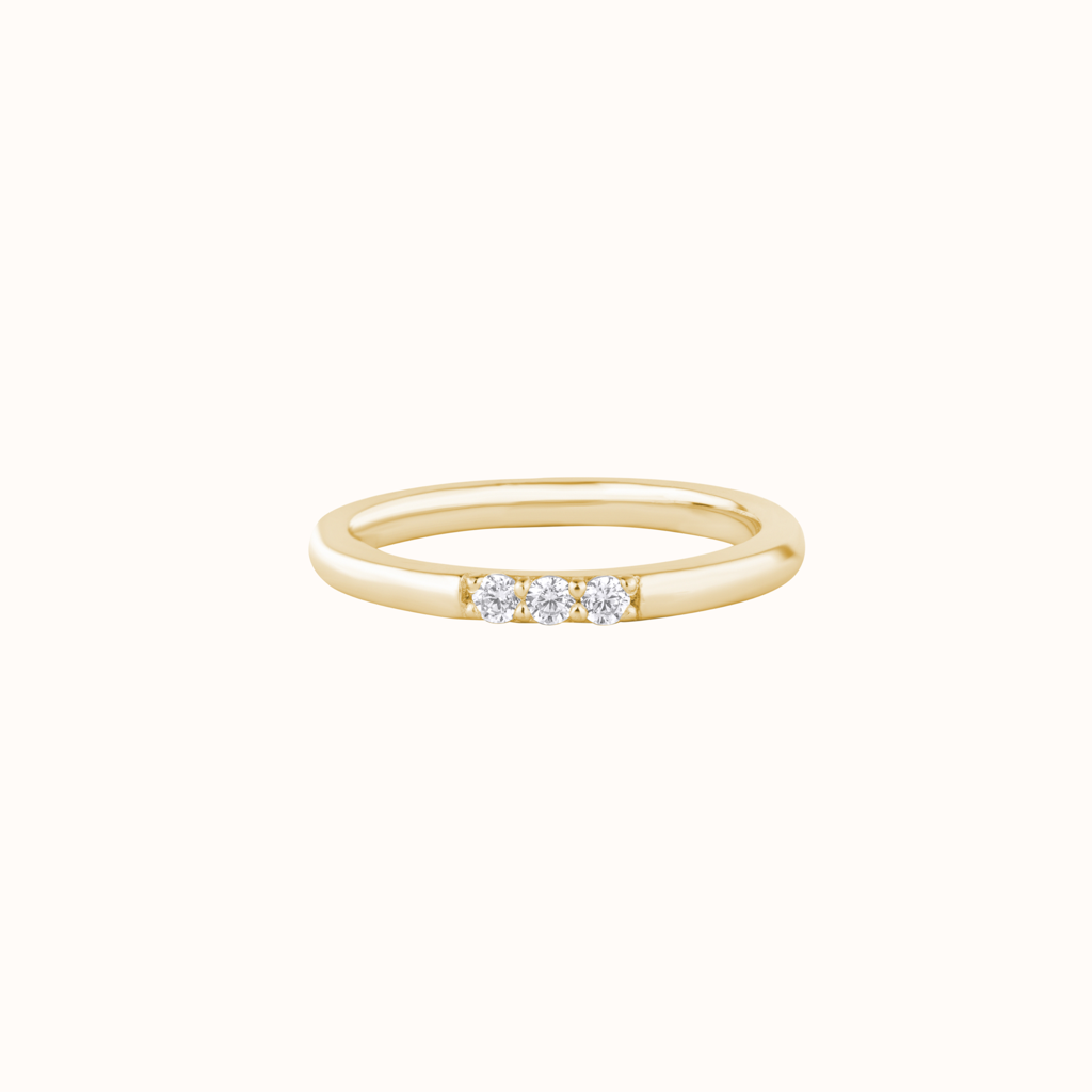 Three Round Diamond Stacking Ring : KRST0030-Yellow-5