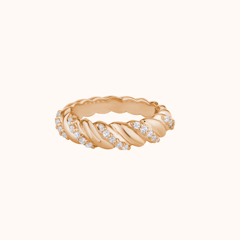 Sparkling Diamond Twisted Ring : KRW0008-Rosegold-5