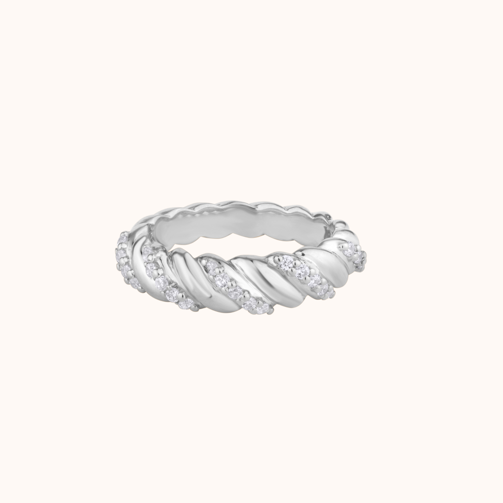 Sparkling Diamond Twisted Ring : KRW0008-Silver-5