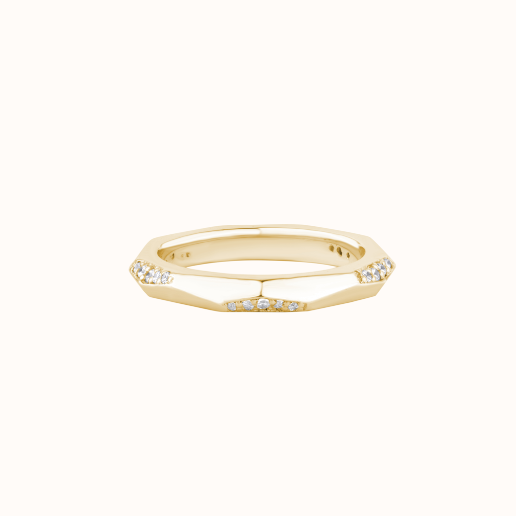 Geometric Silver Diamond Ring : KRW0016-Yellow-5