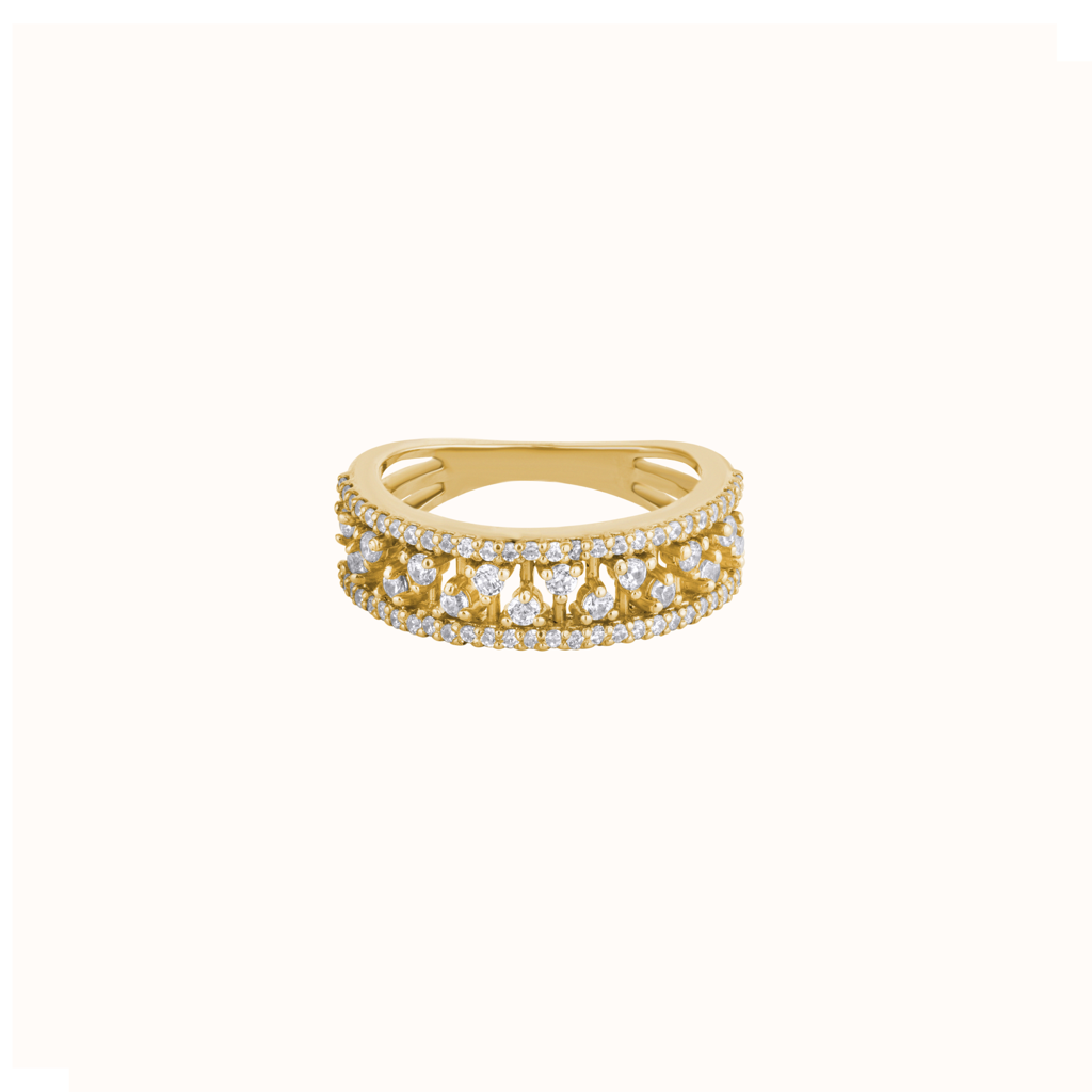 Double Row Round Diamond Band : KRW0029-Yellow-5