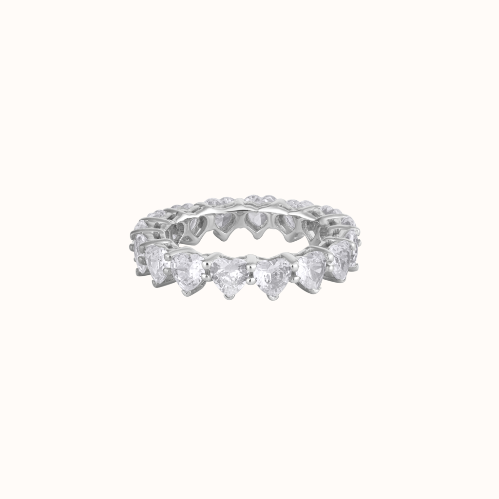 Full Heart Diamond Eternity Ring : KRW0037-Silver-5