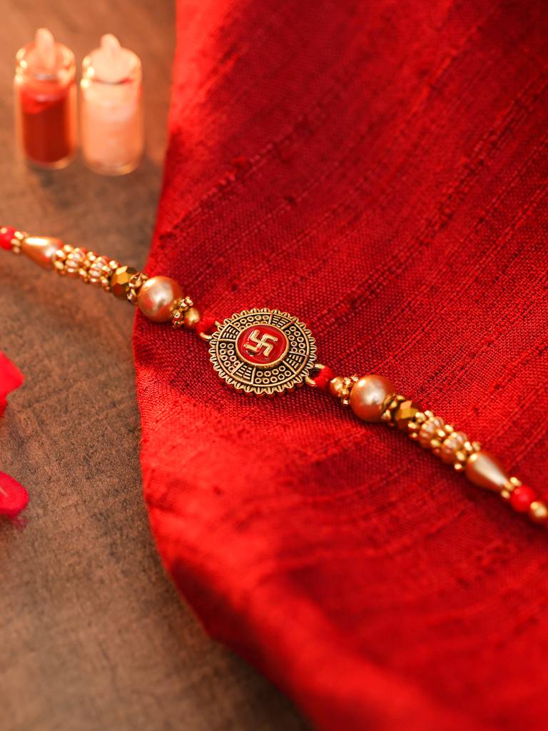 Eternz Certified Jewellery - Kraft Smiths Swastik Metallic Rakhi