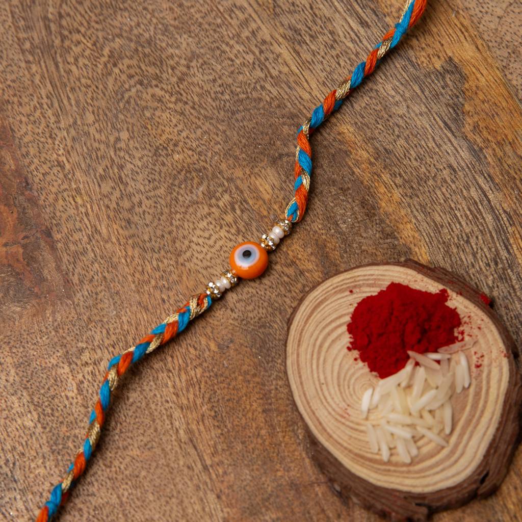 Eternz Certified Jewellery - Kraft Smiths Orange Evil Eye Rakhi