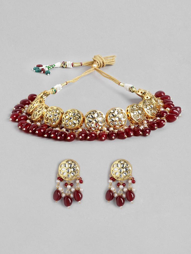 Firoza Gold Plated Jaipur Princess Necklace Set : KUNNS728