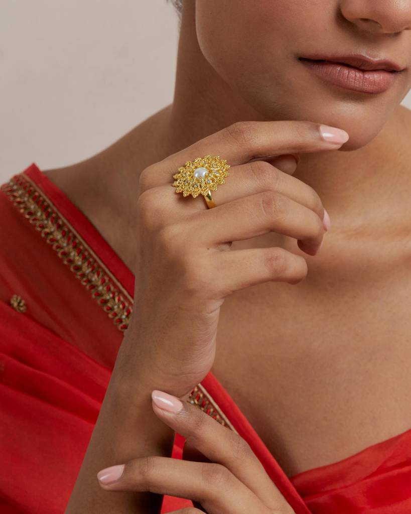 22Kt Gold Plated Blossom Ring