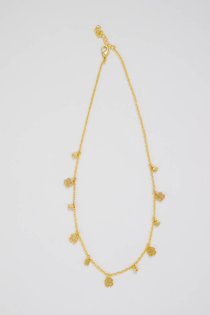 22Kt Gold Plated Four Leaf Clover Charm Necklace