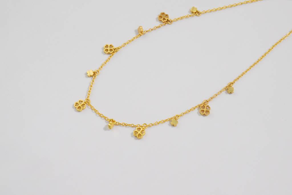 22Kt Gold Plated Four Leaf Clover Charm Necklace