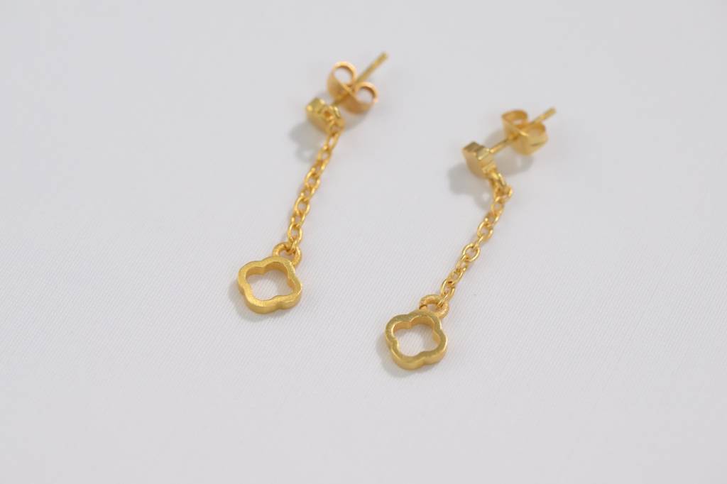 22Kt Gold Plated Clover Charm Dangle Earrings